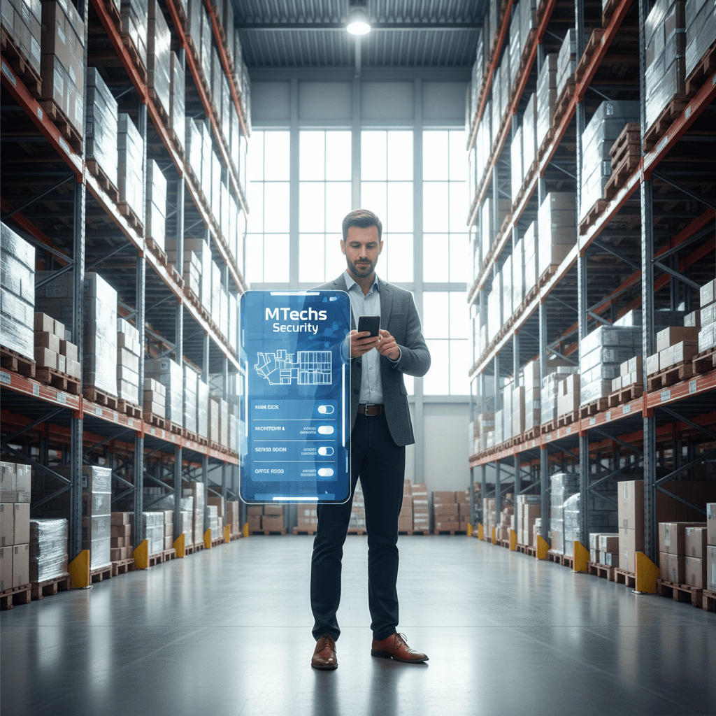 Warehouse manager controlling access permissions via mobile app