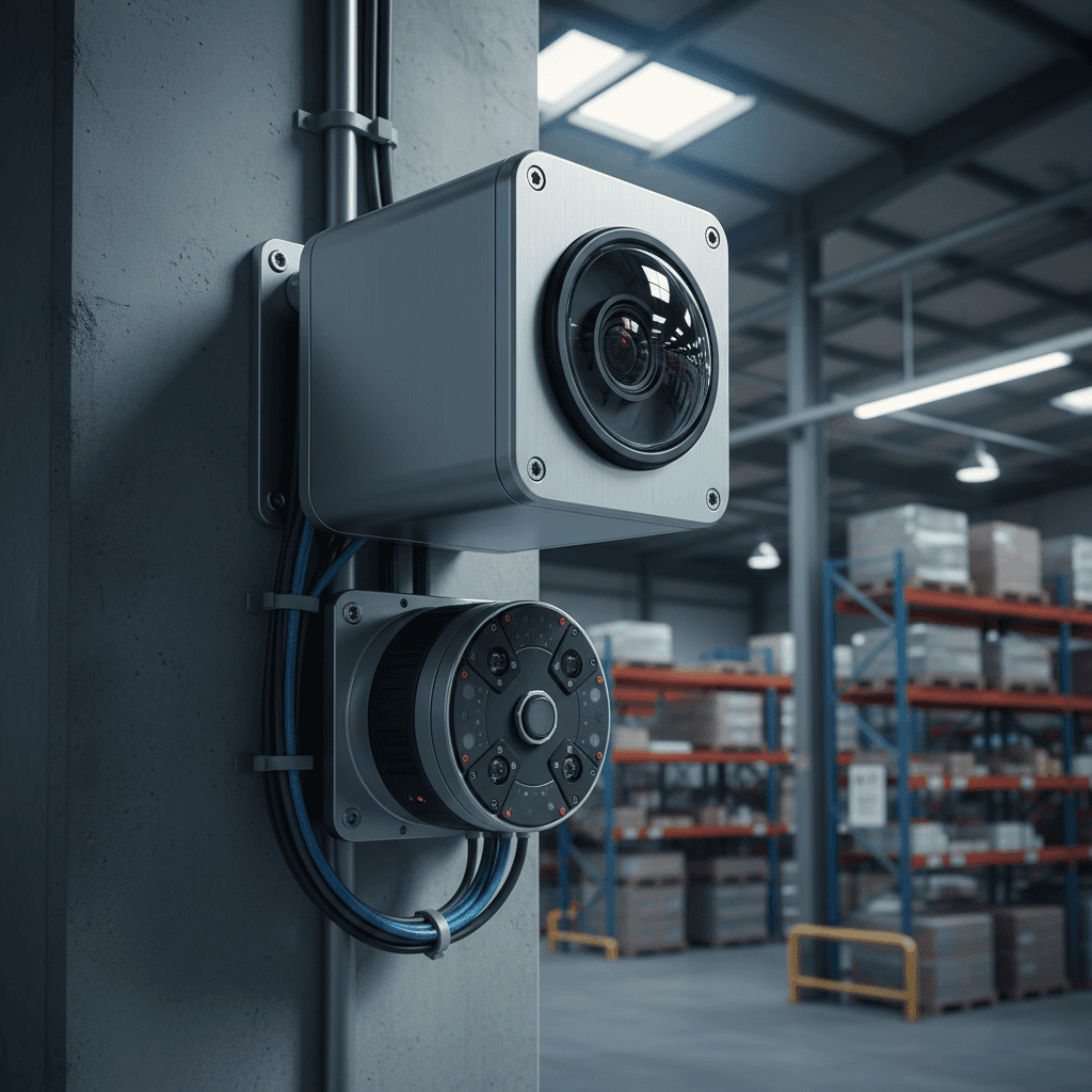AI-powered security camera installation detail