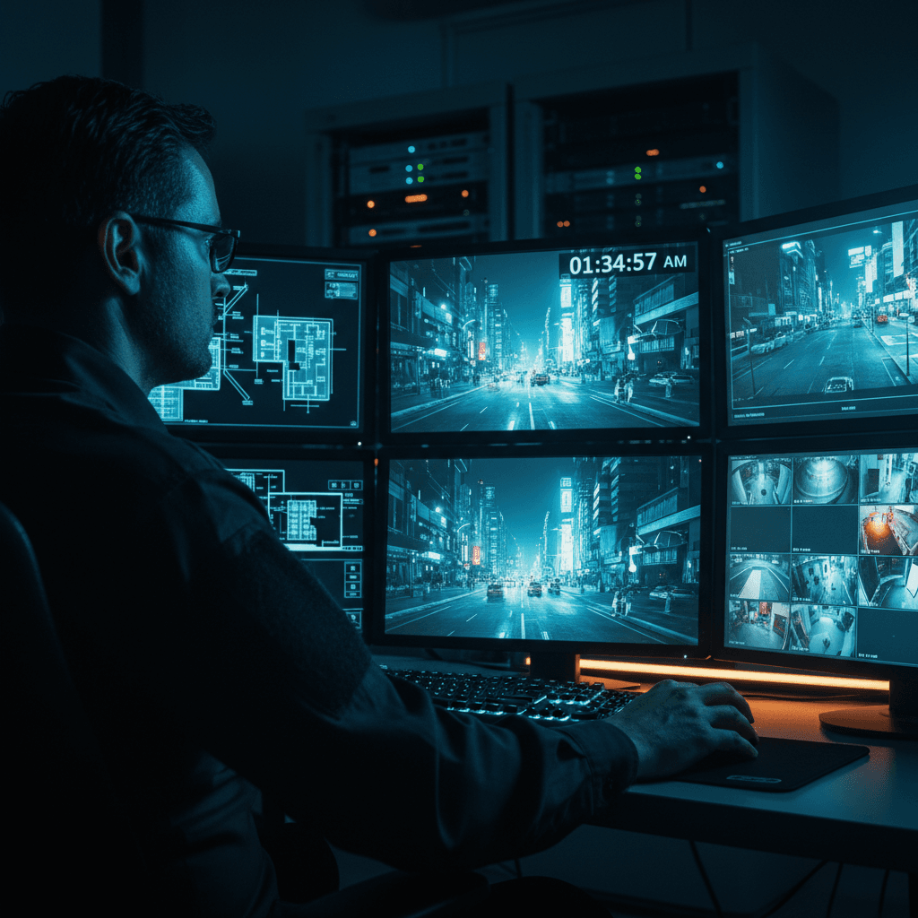 24/7 security monitoring station