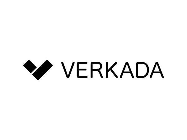 Black Verkada logo featuring a stylized checkmark icon and bold sans-serif lettering on white.